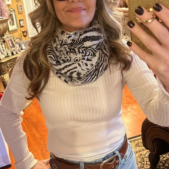 Black And White Different Animal Print Squares Eternity Scarf - Picture 4 of 4